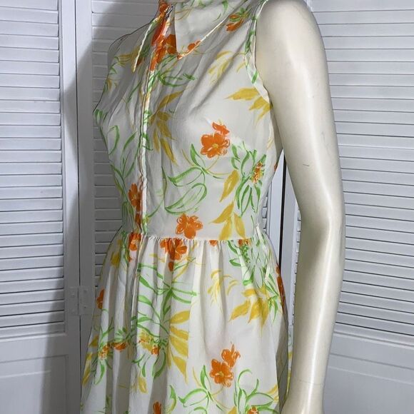 Vintage Carol Brent Yellow Floral Dress Women’s Size 14 - Picture 10 of 16